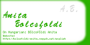 anita bolcsfoldi business card